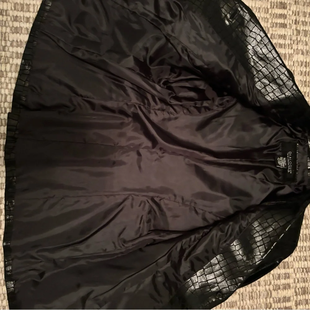 Dialogue Shiny Black Croc-Patterned genuine LEATHER Blazer xs - Picture 6 of 11